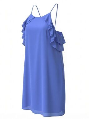 Periwinkle Ruffle-Shoulder Mini Dress